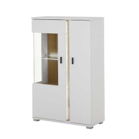 Wohnzimmer Anbauwand Luzillo in Wildeichefarben und Weiß (dreiteilig) – Ansicht 11