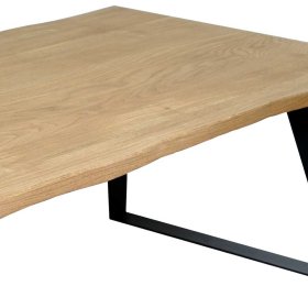 Baumkanten Couchtisch Cilian aus Wildeiche Massivholz mit Bügelgestell – Ansicht 3