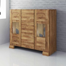 Landhaus Sideboard Sascora aus Wildeiche Massivholz Glas 120 cm – Ansicht 2