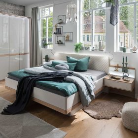 Schlafzimmer Set Privira in Eiche Bianco und Beige mit LED Beleuchtung (vierteilig) – Ansicht 5