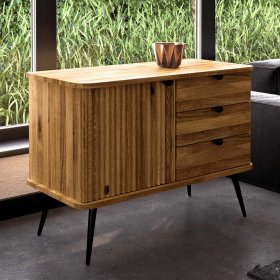 Wohnzimmer Kommode Clantica aus Wildeiche Massivholz und Metall – Ansicht 3