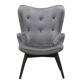 Kaminsessel Pleano in Grau Samt im Skandi Design – Ansicht 2