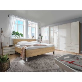 Luxus Komplettschlafzimmer Cnutria in Eiche Bianco und Beige (vierteilig) – Ansicht 1