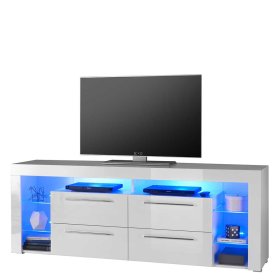 Hochglanz TV Möbel Lioscas in Weiß mit LED Beleuchtung – Ansicht 1