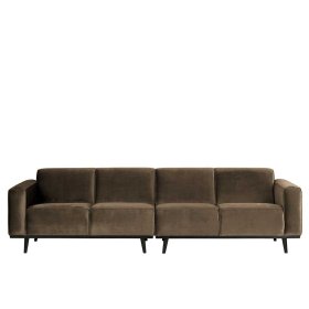 Wohnzimmer Couch Futriva in Taupe Samt im Retro Look – Ansicht 3
