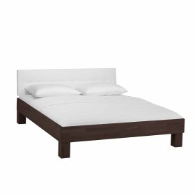Bett Chaleur in Wenge Weiß massiv mit Polsterkopfteil – Ansicht 1