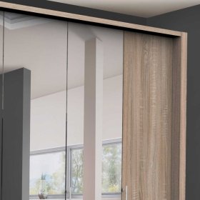Eiche Sägerauer Kleiderschrank Gehvonda mit Spiegeltüren modern – Ansicht 5