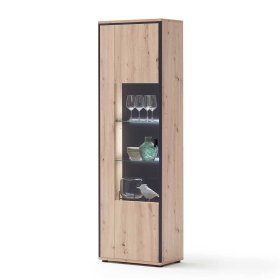 Standvitrine Geronda in Anthrazit und Eiche Optik 210 cm hoch – Ansicht 2
