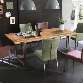Holztisch Baumkante Crabina aus Akazie Massivholz und Metall – Ansicht 7