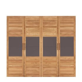 Maxi Kleiderschrank Zeus 4 türig aus Wildeiche Massivholz & Glas – Ansicht 1