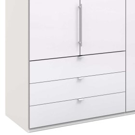 Geräumiger Kleiderschrank Grinzia in Weiß Glas beschichtet mit Falttüren – Ansicht 4