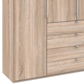 Großer Kombi Kleiderschrank Gehvonda in Eiche Sägerau 4 türig mit Schubladen – Ansicht 4
