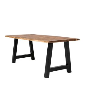 Tisch Massivholz und Metall Varadero mit natürlicher Baumkante im Industrie Stil – Ansicht 1