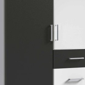 Kleiderschrank mit Schubladen Tolofoa in Dunkelgrau und Weiß 91 cm breit – Ansicht 4