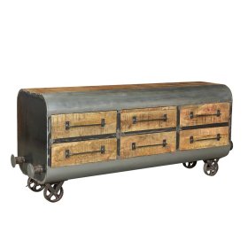 Sideboard Tamila aus Mangobaum Massivholz sandgestrahlt – Ansicht 1