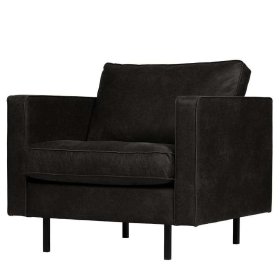 TV Sessel Lonzavez aus Recyclingleder in Schwarz im Retro Look – Ansicht 1