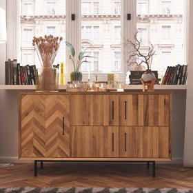 Esszimmersideboard mit Türen Yalley aus Wildeiche Massivholz und Stahl – Ansicht 2