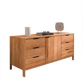 Sideboard massiv Korres in Kernbuchefarben mit sechs Schubladen – Ansicht 1