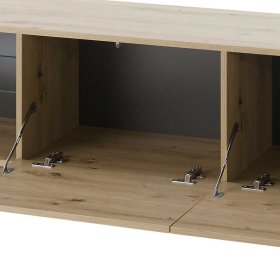 Breites TV Lowboard Matrezina in Wildeichefarben und Dunkelgrau – Ansicht 7