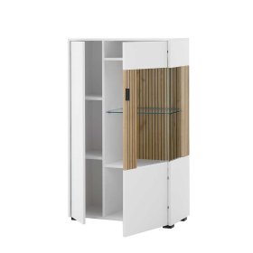 Fernseher Schrankwand modern Saladd in Weiß und Wildeichefarben (dreiteilig) – Ansicht 4