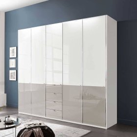 XL Schlafzimmerkleiderschrank Latina Front glasbeschichtet mit vier Schubladen – Ansicht 2
