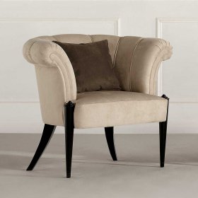 Wohnzimmer Sessel Facheto im klassischen Stil in Beige und Schwarz – Ansicht 2
