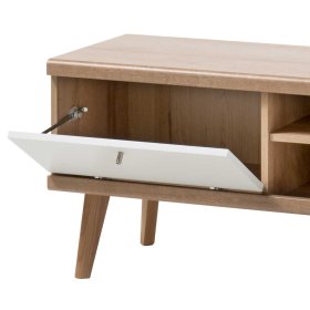 TV Lowboard Levanca in Weiß und Eichefarben mit Klappen – Ansicht 9
