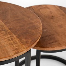 Sofatische Nolga aus Mangobaum Massivholz und Metall handgearbeitet (zweiteilig) – Ansicht 6