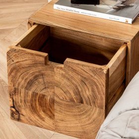 Nachttisch Cristalcio aus Akazie Massivholz für die Wandmontage – Ansicht 3