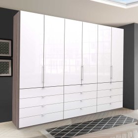 XXL Schlafzimmerkleiderschrank Yunidra mit Falttüren und vielen Schubladen – Ansicht 3
