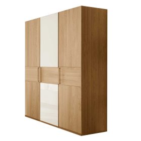 Design Schlafzimmerschrank Veyfas in Beige und Eiche teilmassiv 3-türig – Ansicht 1