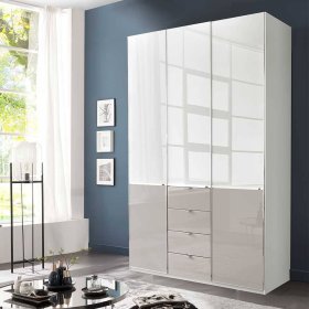 Design Schlafzimmerschrank Latina Front glasbeschichtet mit vier Schubladen – Ansicht 2