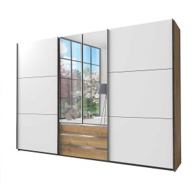 Premium Kleiderschrank Gizmeal mit Dreh- und Schiebetüren und Spiegel – Ansicht 1