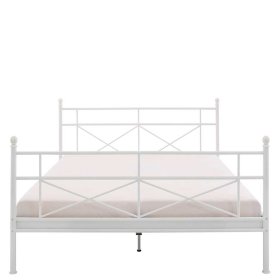 Landhausstil Metall Bettgestell Alan in Weiß mit 36 cm Einstiegshöhe – Ansicht 4