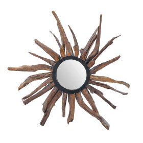Dekorativer Wandspiegel Koropi I aus Suar Massivholz 90 cm breit – Ansicht 1