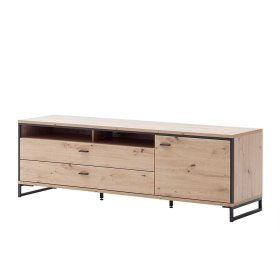 TV Board Geronda in Eichefarben und Anthrazit 60 cm hoch – Ansicht 1