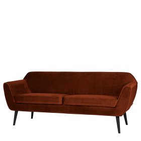 Samtstoff Couch Choicon in Rostfarben und Schwarz 56 cm Sitztiefe – Ansicht 2