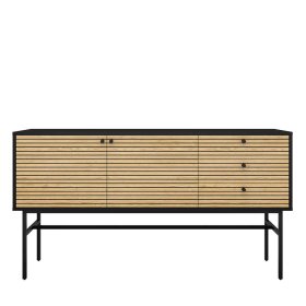 Sideboard Jacrella in Schwarz und Eichefarben im Skandi Design – Ansicht 1