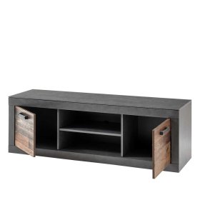 Wohnwand Frondito in Dunkelgrau und Altholz Optik 250 cm breit (dreiteilig) – Ansicht 11