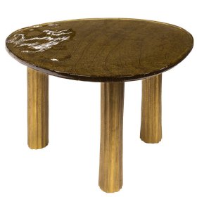 Couchtisch Lazium in Altgoldfarben und organischer Form – Ansicht 1