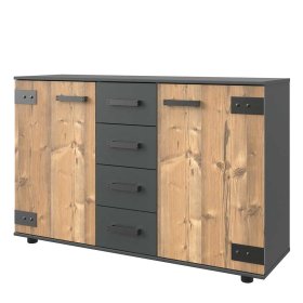 Factory Sideboard Vedra in Tannenfarben und Dunkelgrau – Ansicht 1