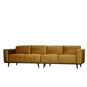 Wohnzimmer Sofa Graves in Honigfarben Samt im Retro Style – Ansicht 1