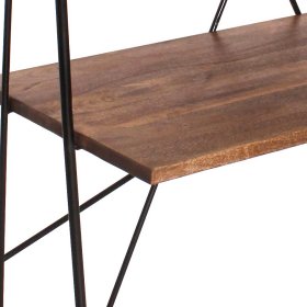 Designschreibtisch Slavrio aus Mangobaum Massivholz und Stahl mit Regal – Ansicht 8