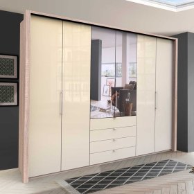 Großer Schlafzimmerschrank Codumenta mit Spiegel Falttüren und Schubladen – Ansicht 2