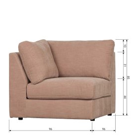 Rosa Modulsofa Ecke Oktamian Rücken echt bezogen - 44 cm Sitzhöhe – Ansicht 15