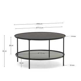 Schwarzer Wohnzimmertisch Cusern aus Glas und Metall 80 cm breit – Ansicht 4