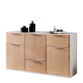 Wohnzimmer Kommode Pelisor in Asteiche Bianco und Weiß – Ansicht 1