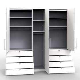 Weißer Schlafzimmerschrank Emiliano mit Falttüren und Schubladen – Ansicht 6
