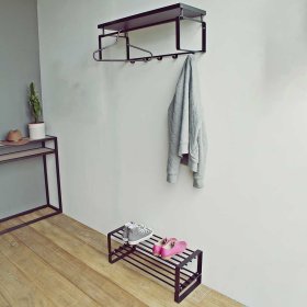 Flurmöbel Set Flurinia aus Stahl in Schwarz mit Schuhregal (zweiteilig) – Ansicht 1