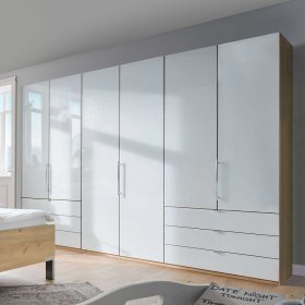 Falttüren Schlafzimmerschrank Waluva in Weiß und Eiche Bianco modern – Ansicht 7